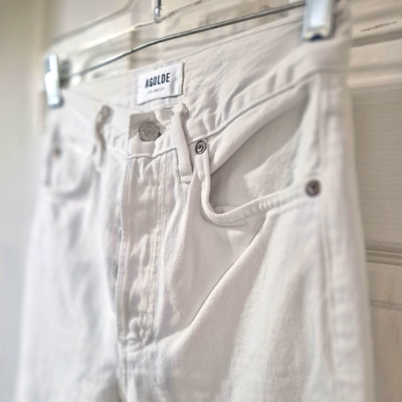 Aritzia Agolde White Jeans 90s Pinch Waist in 'Marshmallow' Size 23 - Picture 7 of 8
